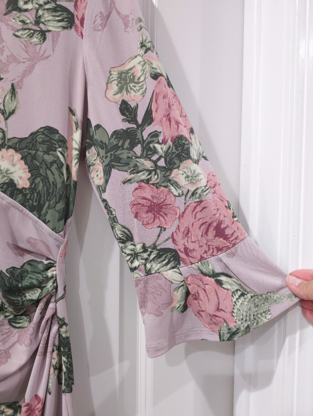 Bcbgeneration Floral Faux Wrap Ruffle Dress | Garden Party Cocktail Style - Picture 6 of 14